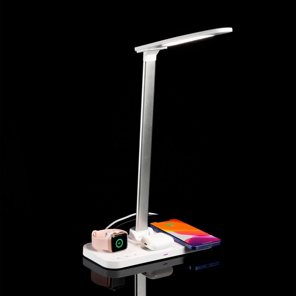 Настольная лампа с беспроводной зарядкой Power Light, белая (Миниатюра WWW (1000))