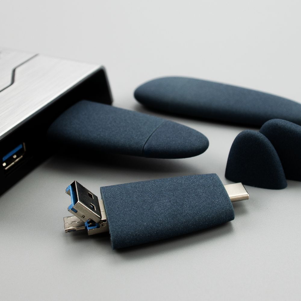 Флешка Pebble Universal, USB 3.0, серо-синяя, 32 Гб (Миниатюра WWW (1000))