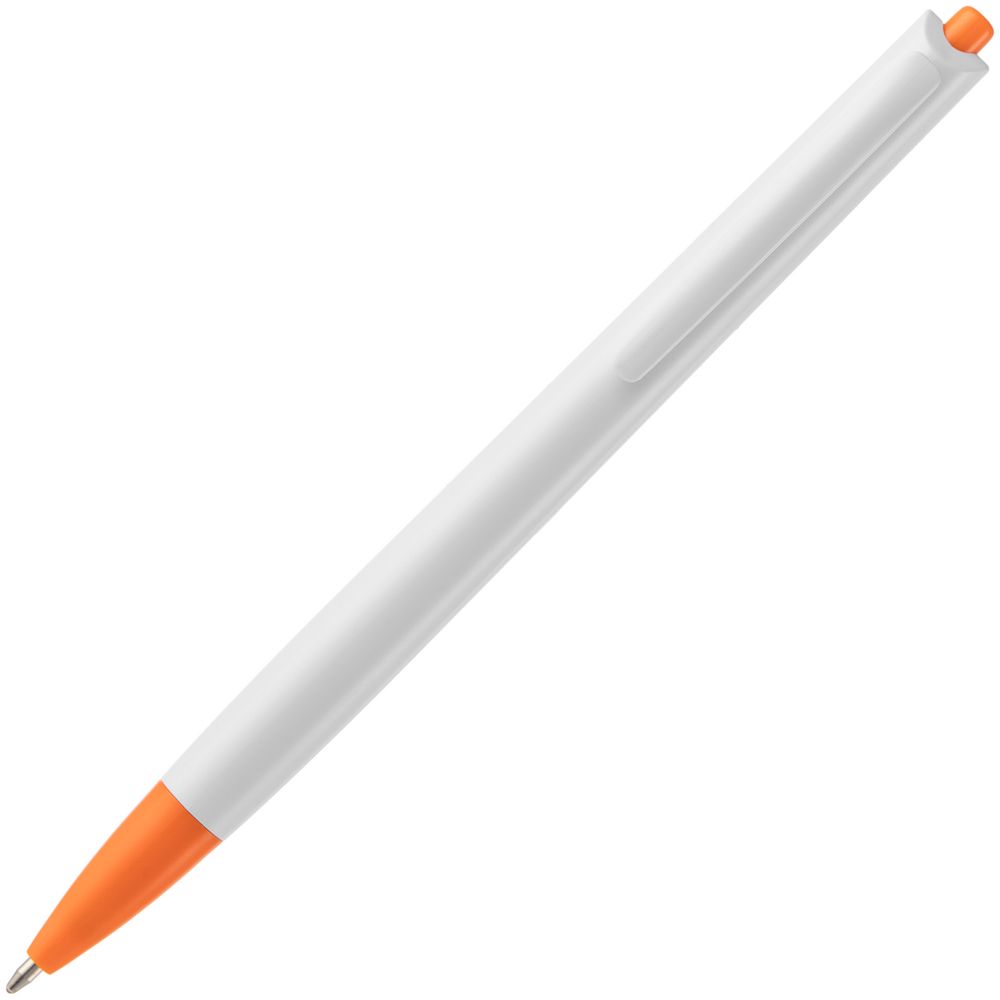 Ручка шариковая Tick, белая с оранжевым (Миниатюра WWW (1000))