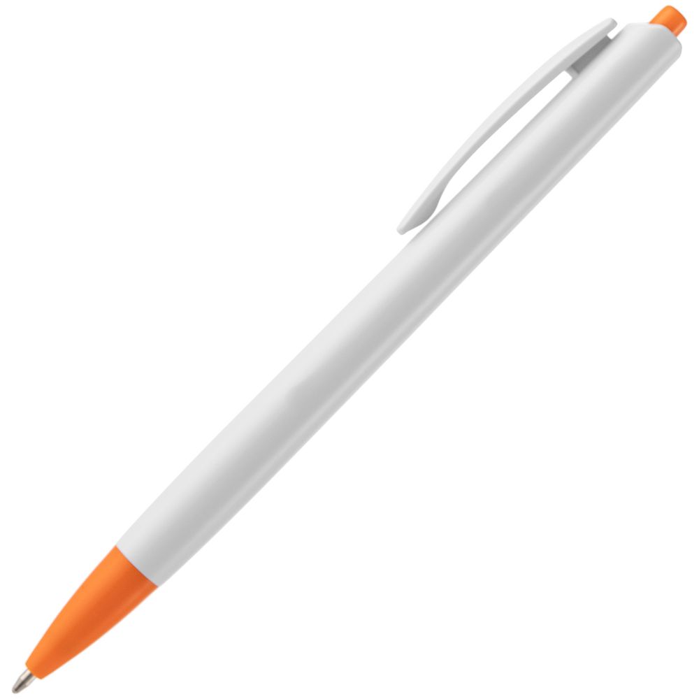 Ручка шариковая Tick, белая с оранжевым (Миниатюра WWW (1000))