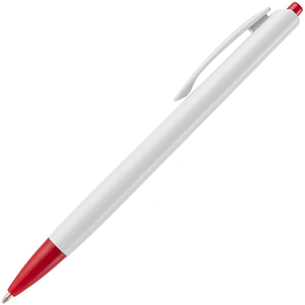 Ручка шариковая Tick, белая с красным (Миниатюра WWW (1000))