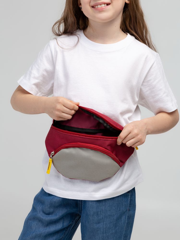 Поясная сумка детская Kiddo, бордовая с серым (Миниатюра WWW (1000))