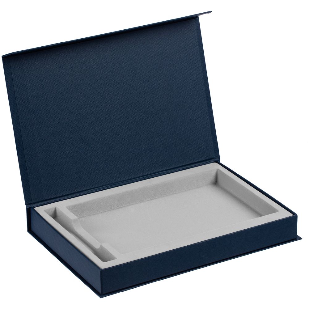 Коробка Silk с ложементом под ежедневник 13x21 см и ручку, синяя (Миниатюра WWW (1000))