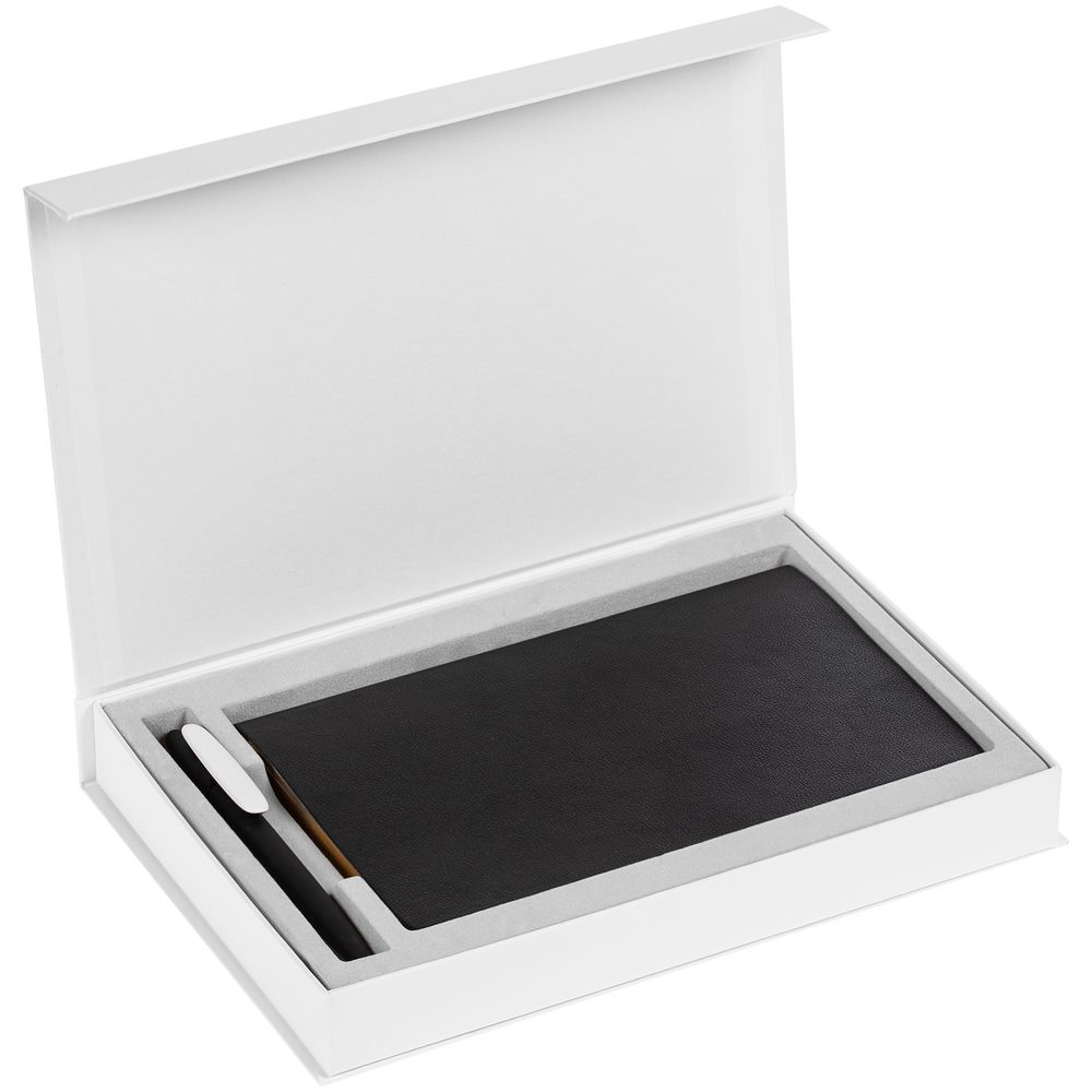 Коробка Silk с ложементом под ежедневник 13x21 см и ручку, белая (Миниатюра WWW (1000))