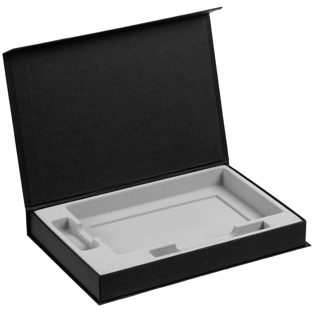 Коробка Silk с ложементом под ежедневник 13x21 см, флешку и ручку, черная (Миниатюра WWW (1000))