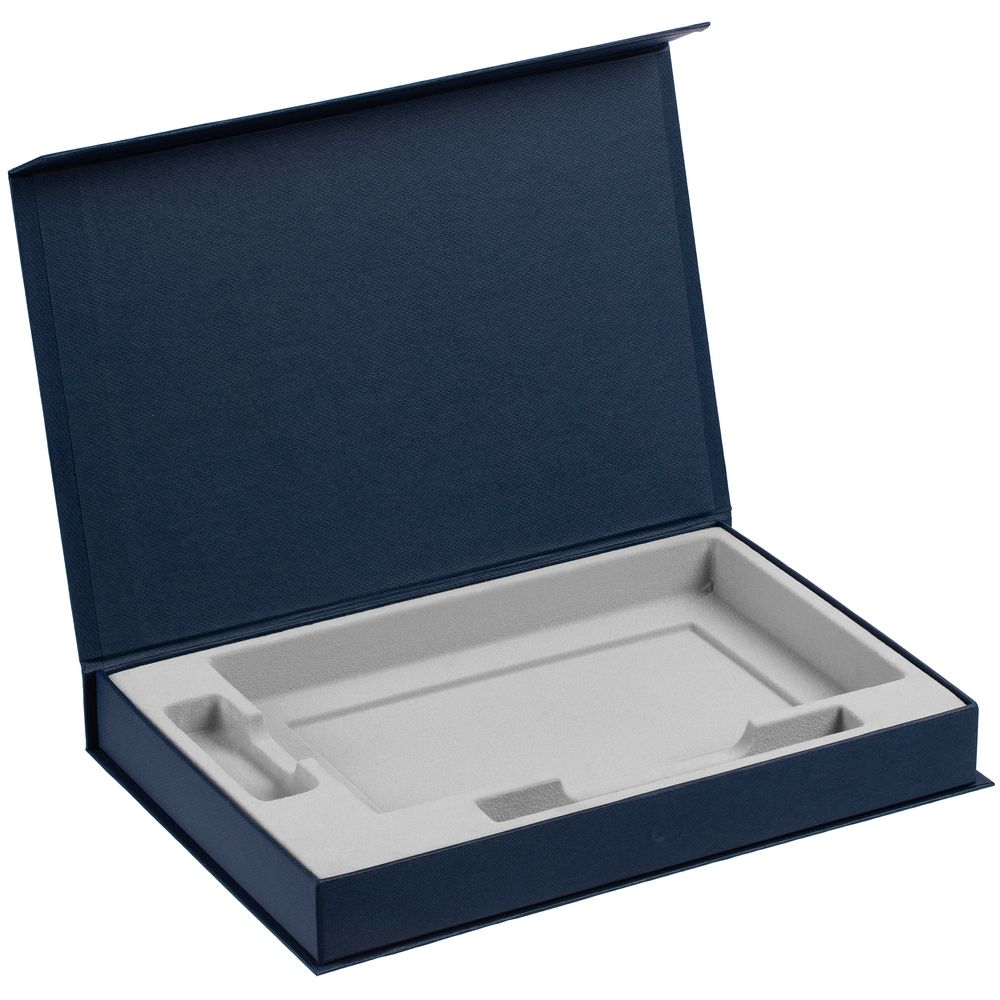 Коробка Silk с ложементом под ежедневник 13x21 см, флешку и ручку, синяя (Миниатюра WWW (1000))