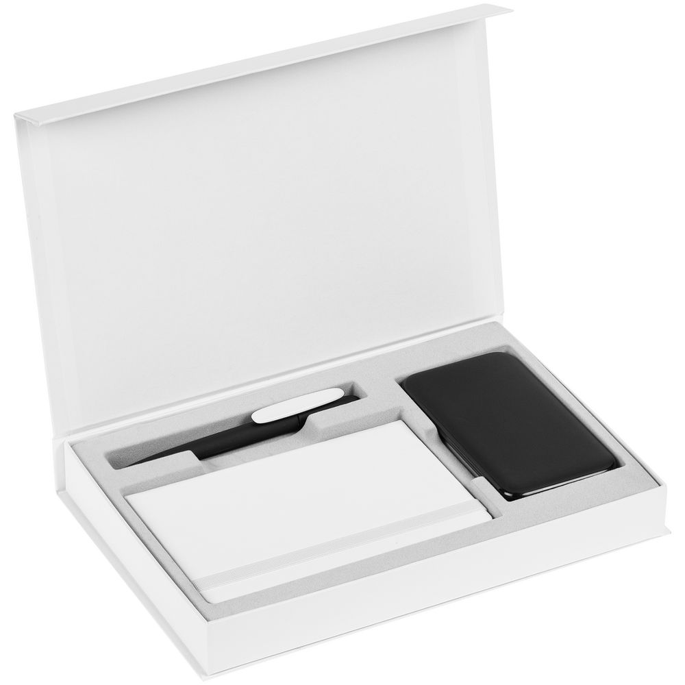 Коробка Silk с ложементом под ежедневник 10x16 см, аккумулятор и ручку, белая (Миниатюра WWW (1000))