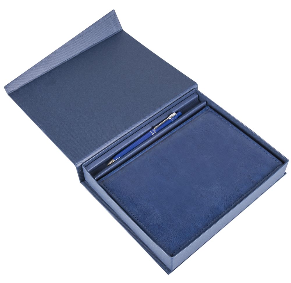 Коробка Duo под ежедневник и ручку, синяя (Миниатюра WWW (1000))
