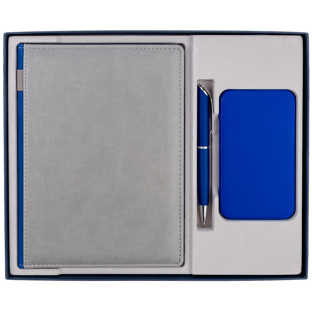 Коробка Overlap под ежедневник, аккумулятор и ручку, синяя (Миниатюра WWW (1000))
