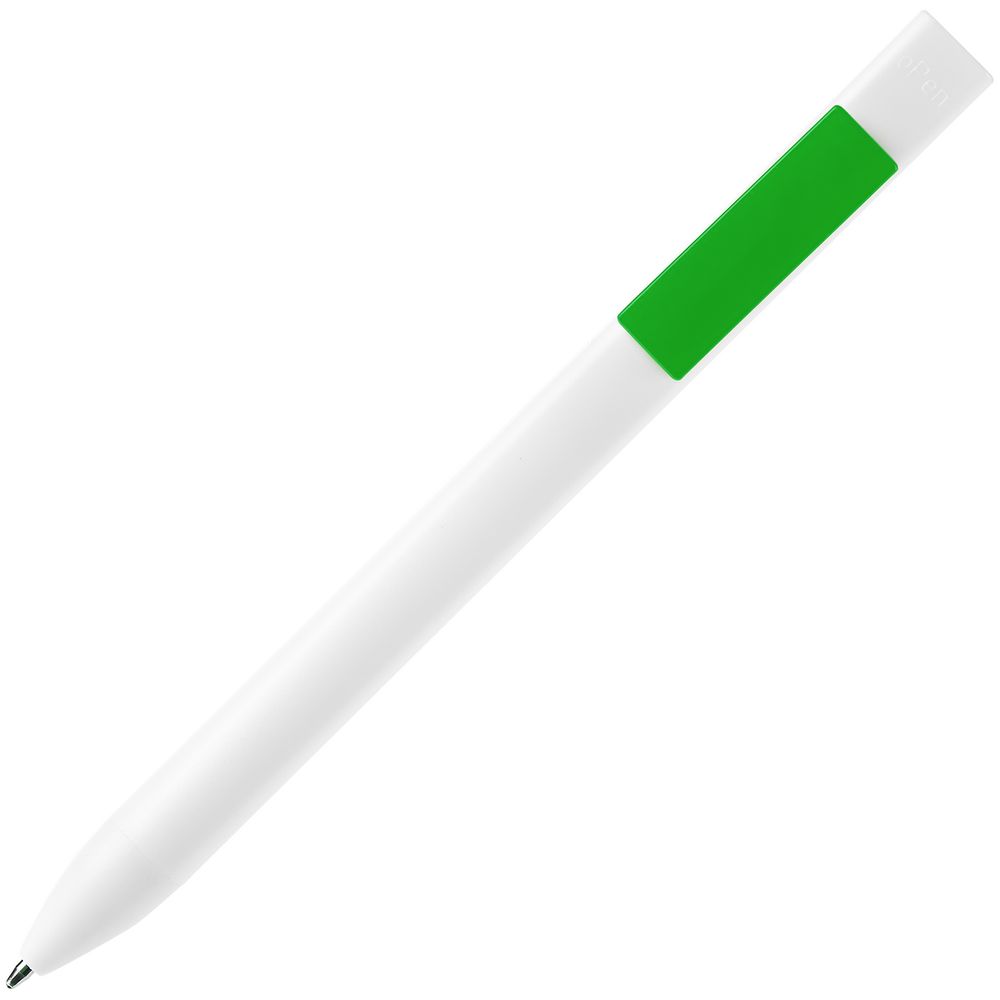 Ручка шариковая Swiper SQ, белая с зеленым (Миниатюра WWW (1000))