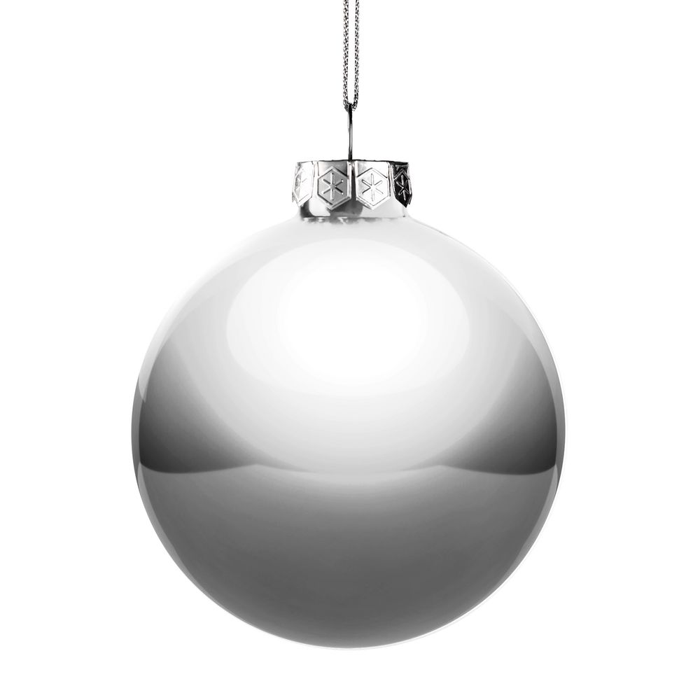 Елочный шар Finery Gloss, 10 см, глянцевый серебристый (Миниатюра WWW (1000))