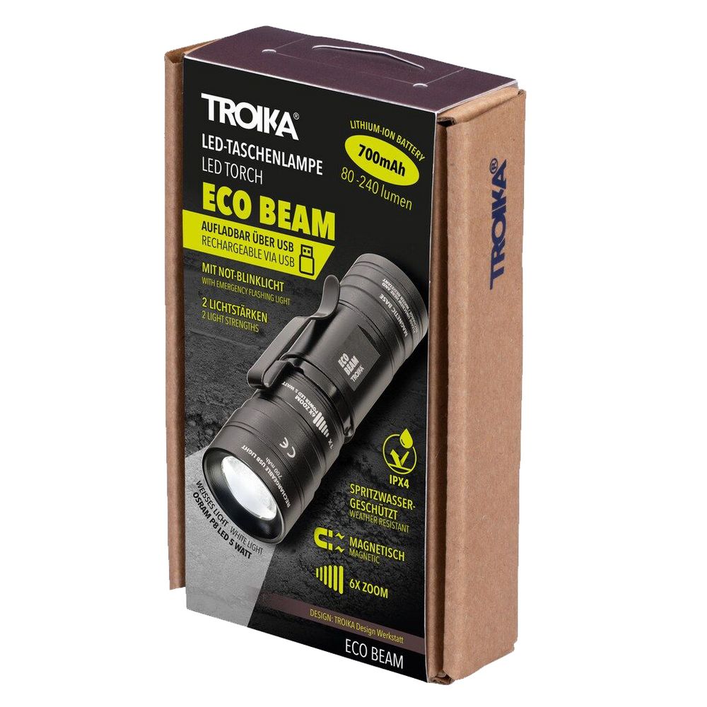 Аккумуляторный фонарь Eco Beam, черный (Миниатюра WWW (1000))