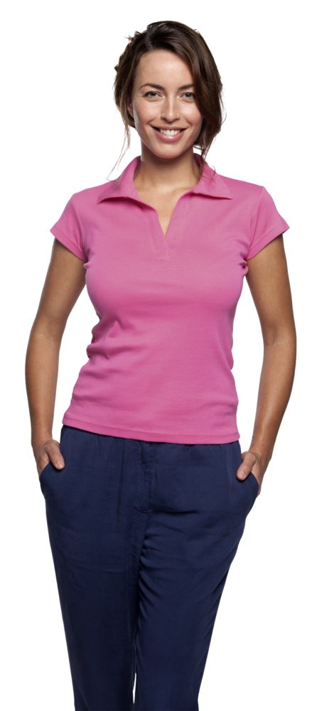 Рубашка поло женская без пуговиц Pretty 220, ярко-розовая (Миниатюра WWW (1000))