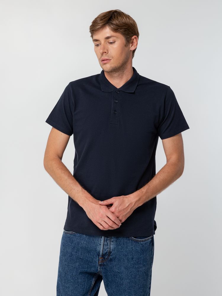 Рубашка поло мужская Spring 210 темно-синяя (navy) (Миниатюра WWW (1000))