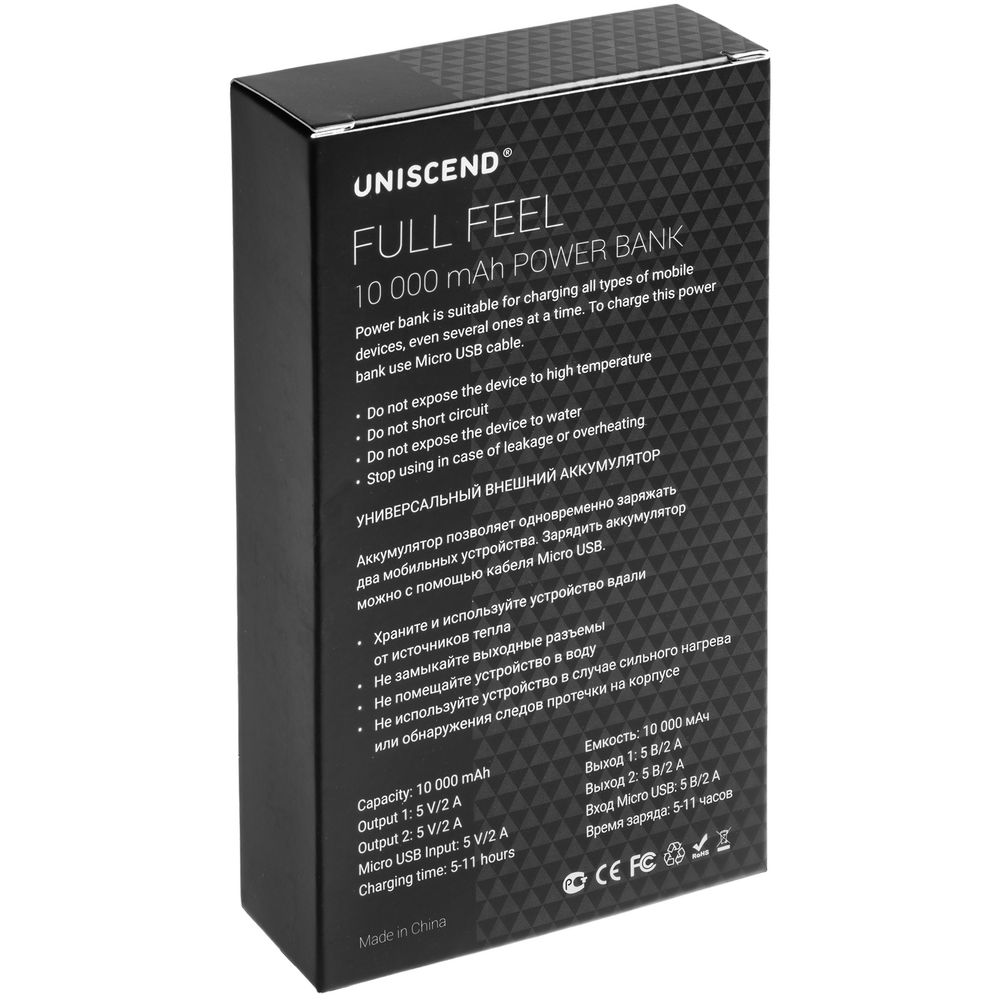 Внешний аккумулятор Uniscend Full Feel 10000 мАч с индикатором, черный (Миниатюра WWW (1000))