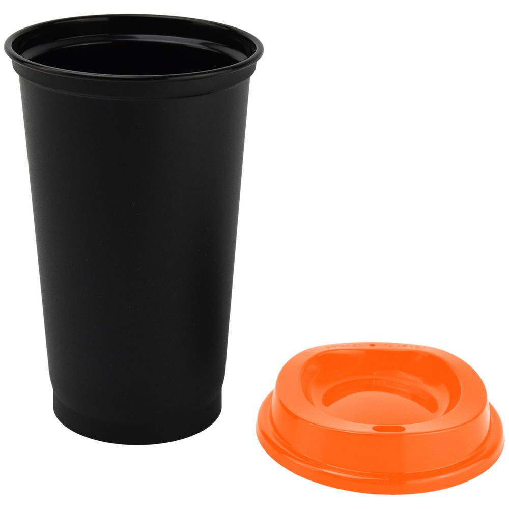 Стакан с крышкой Color Cap Black, черный с оранжевым (Миниатюра WWW (1000))