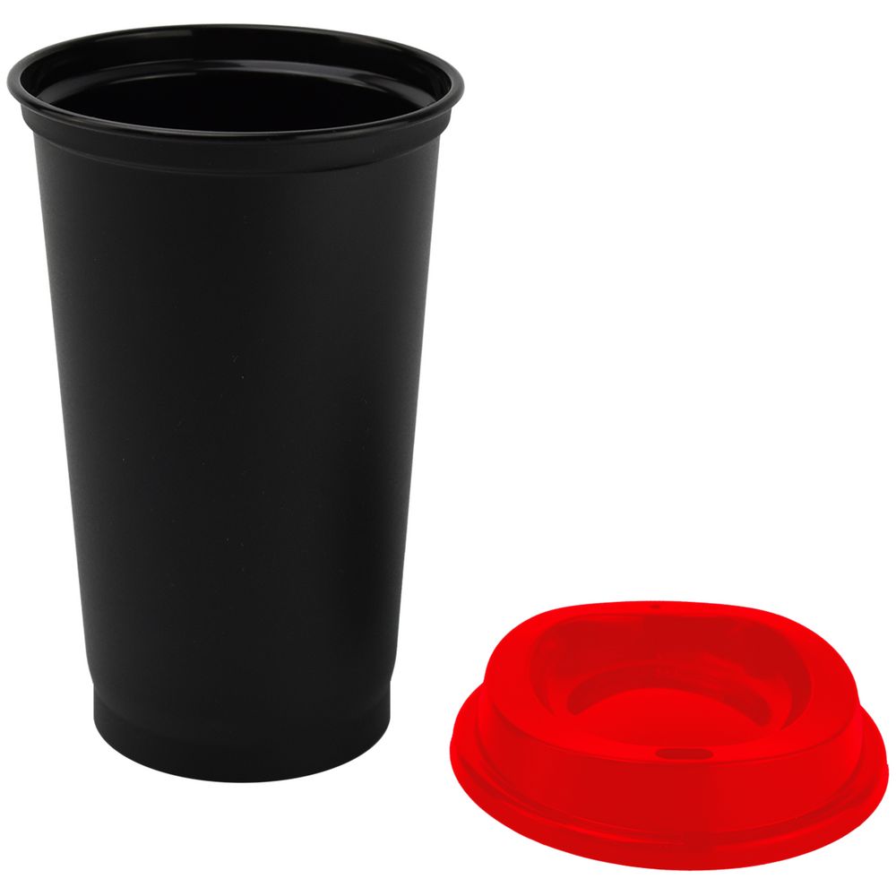 Стакан с крышкой Color Cap Black, черный с красным (Миниатюра WWW (1000))