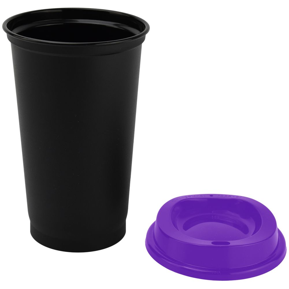 Стакан с крышкой Color Cap Black, черный с фиолетовым (Миниатюра WWW (1000))