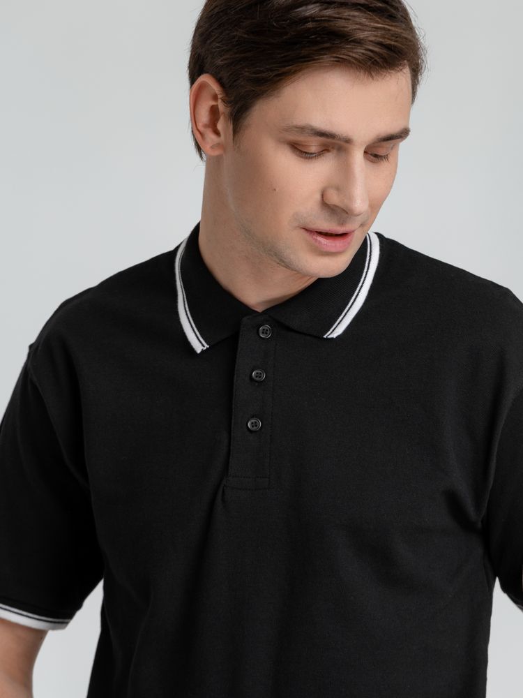 Рубашка поло мужская с контрастной отделкой Practice 270 черная (Миниатюра WWW (1000))