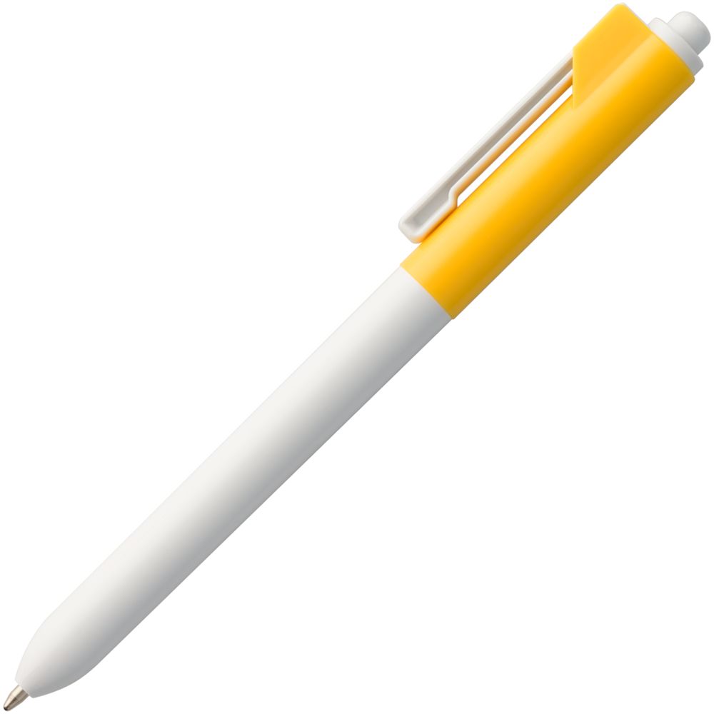 Ручка шариковая Hint Special, белая с желтым (Миниатюра WWW (1000))