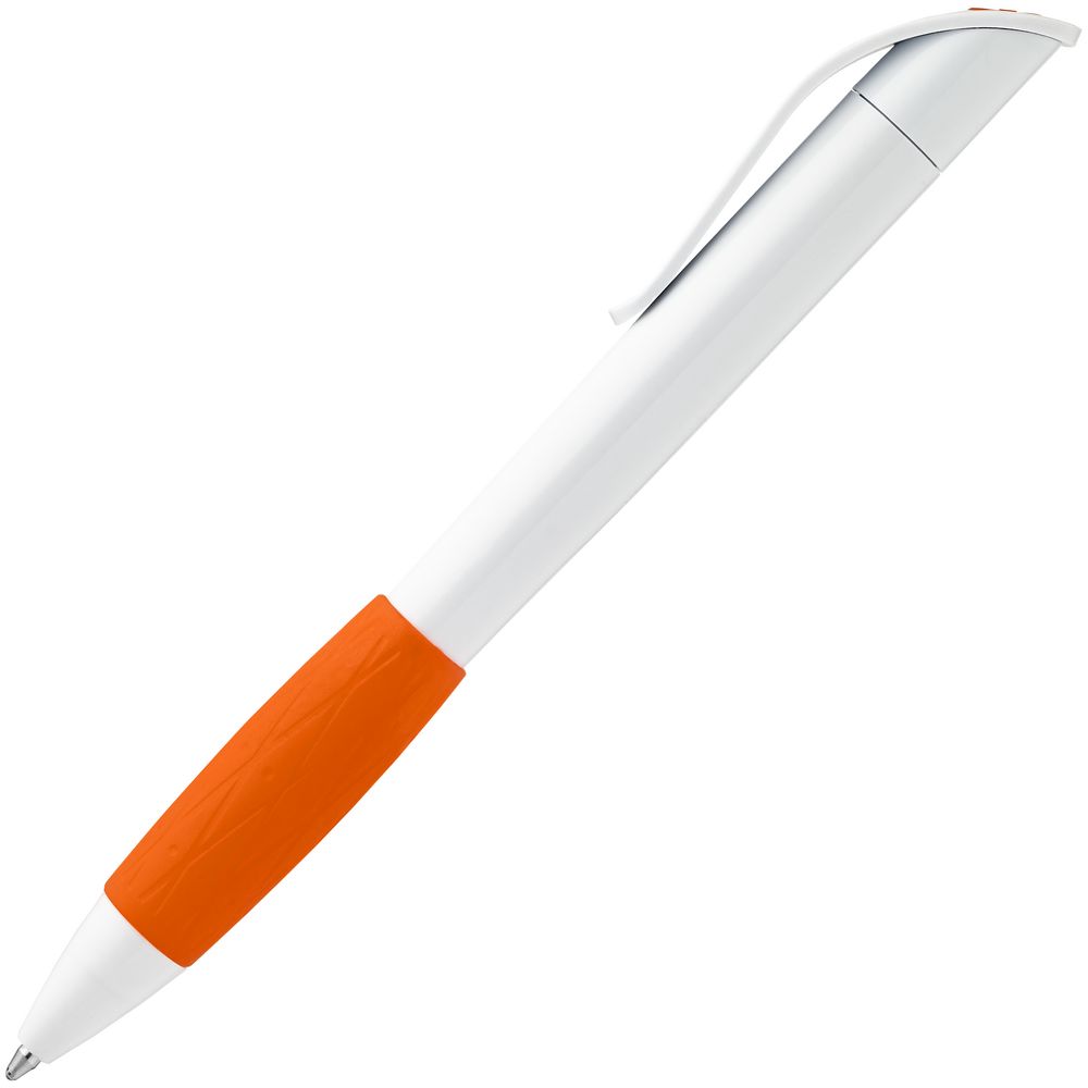 Ручка шариковая Grip, белая с оранжевым (Миниатюра WWW (1000))