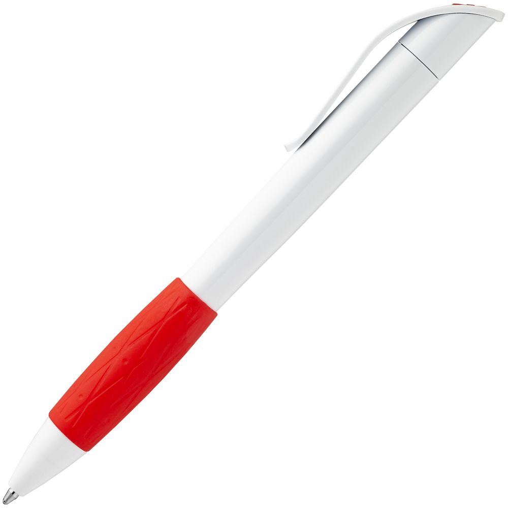 Ручка шариковая Grip, белая с красным (Миниатюра WWW (1000))