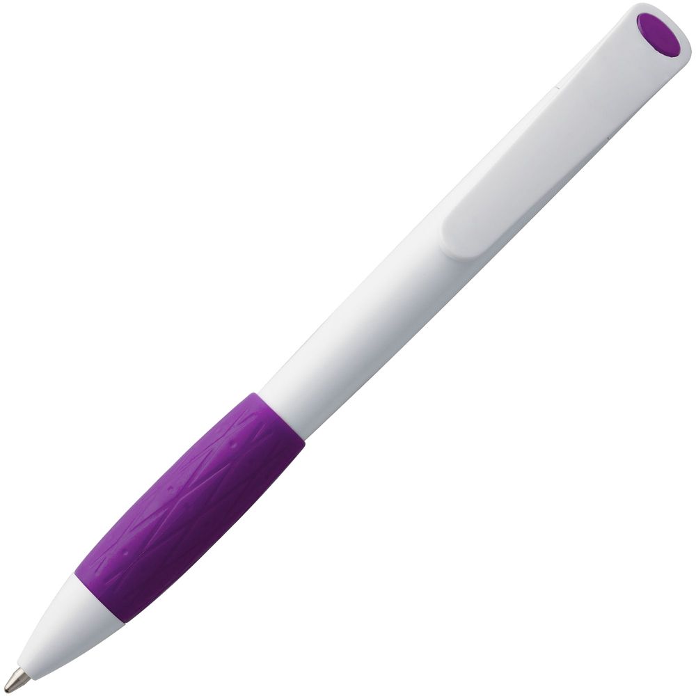 Ручка шариковая Grip, белая с фиолетовым (Миниатюра WWW (1000))