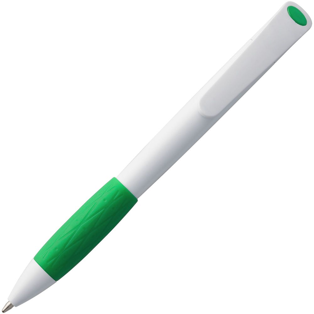 Ручка шариковая Grip, белая с зеленым (Миниатюра WWW (1000))