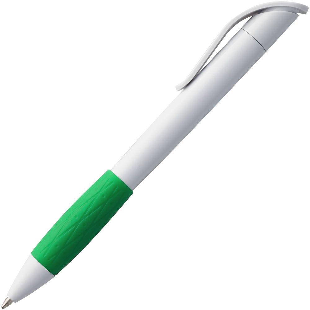 Ручка шариковая Grip, белая с зеленым (Миниатюра WWW (1000))