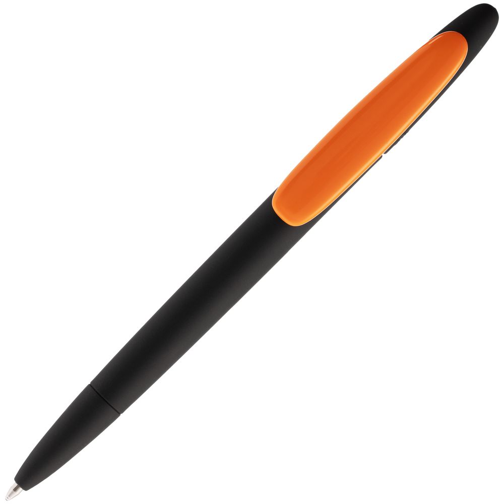 Ручка шариковая Prodir DS5 TRR-P Soft Touch, черная с оранжевым (Миниатюра WWW (1000))