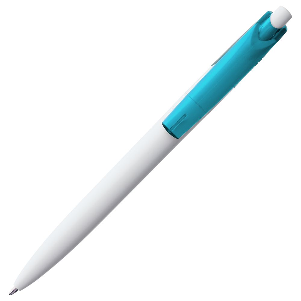 Ручка шариковая Bento, белая с голубым (Миниатюра WWW (1000))