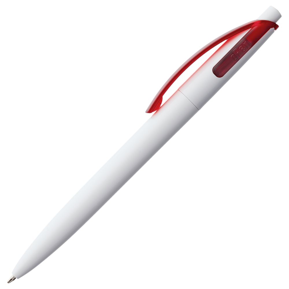 Ручка шариковая Bento, белая с красным (Миниатюра WWW (1000))