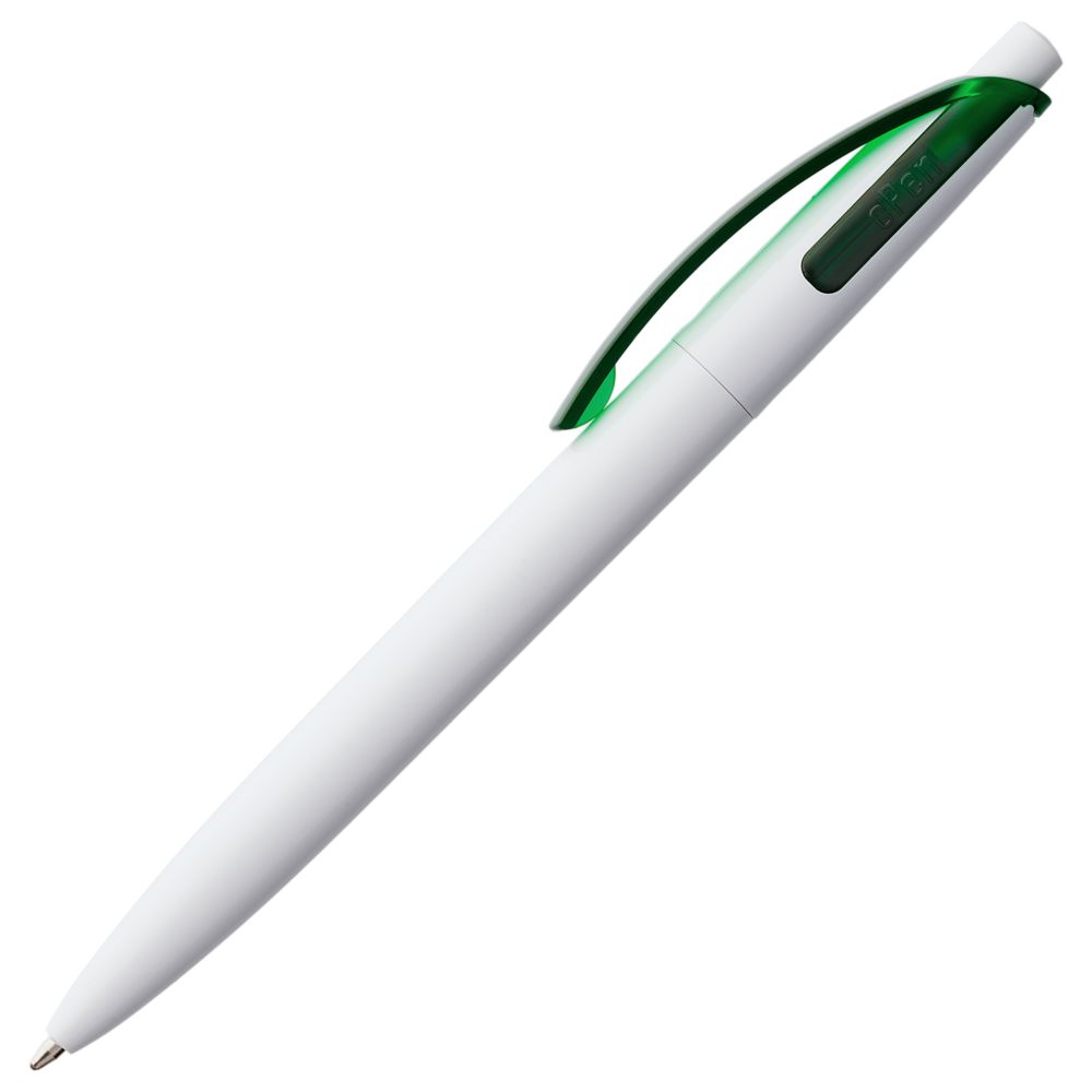 Ручка шариковая Bento, белая с зеленым (Миниатюра WWW (1000))