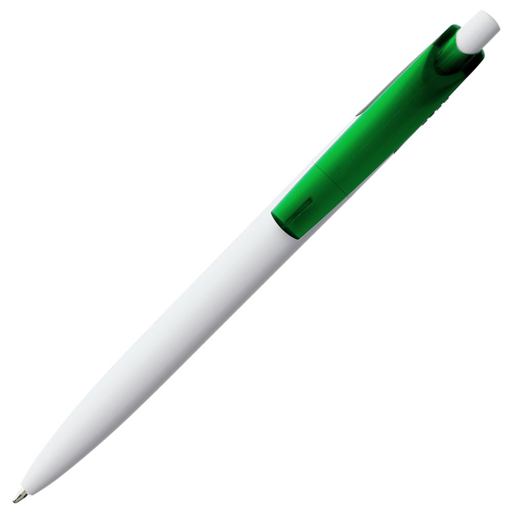 Ручка шариковая Bento, белая с зеленым (Миниатюра WWW (1000))