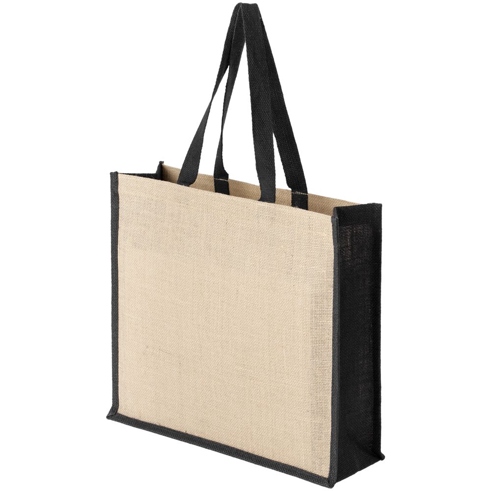 Холщовая сумка для покупок Bagari с черной отделкой (Миниатюра WWW (1000))