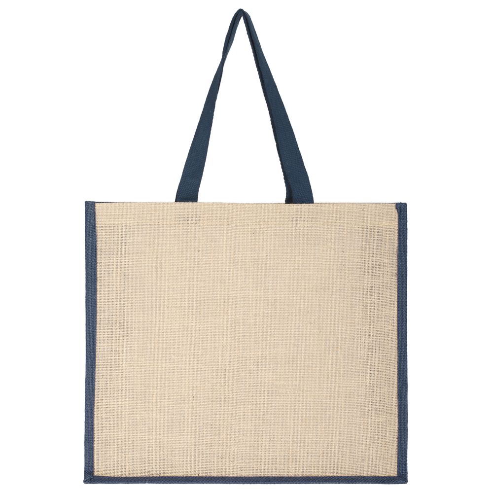 Холщовая сумка для покупок Bagari с синей отделкой (Миниатюра WWW (1000))