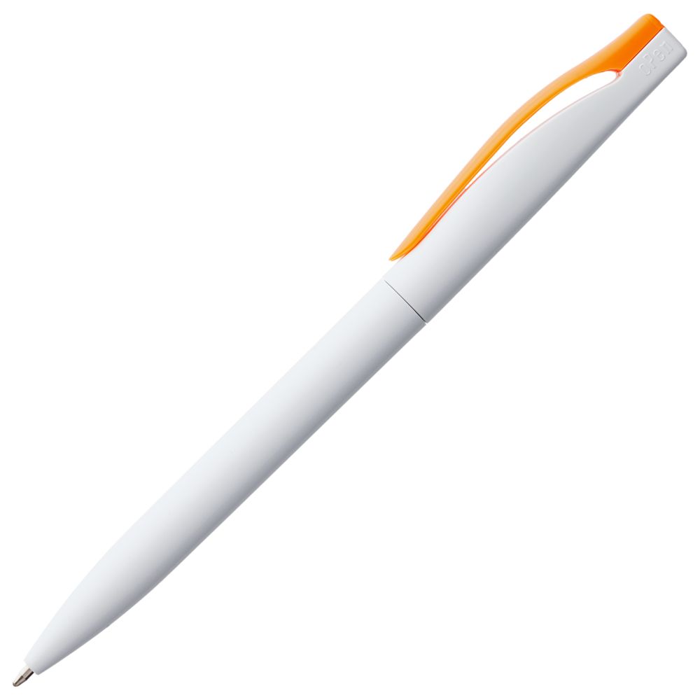 Ручка шариковая Pin, белая с оранжевым (Миниатюра WWW (1000))
