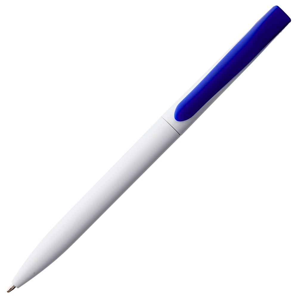 Ручка шариковая Pin, белая с синим (Миниатюра WWW (1000))