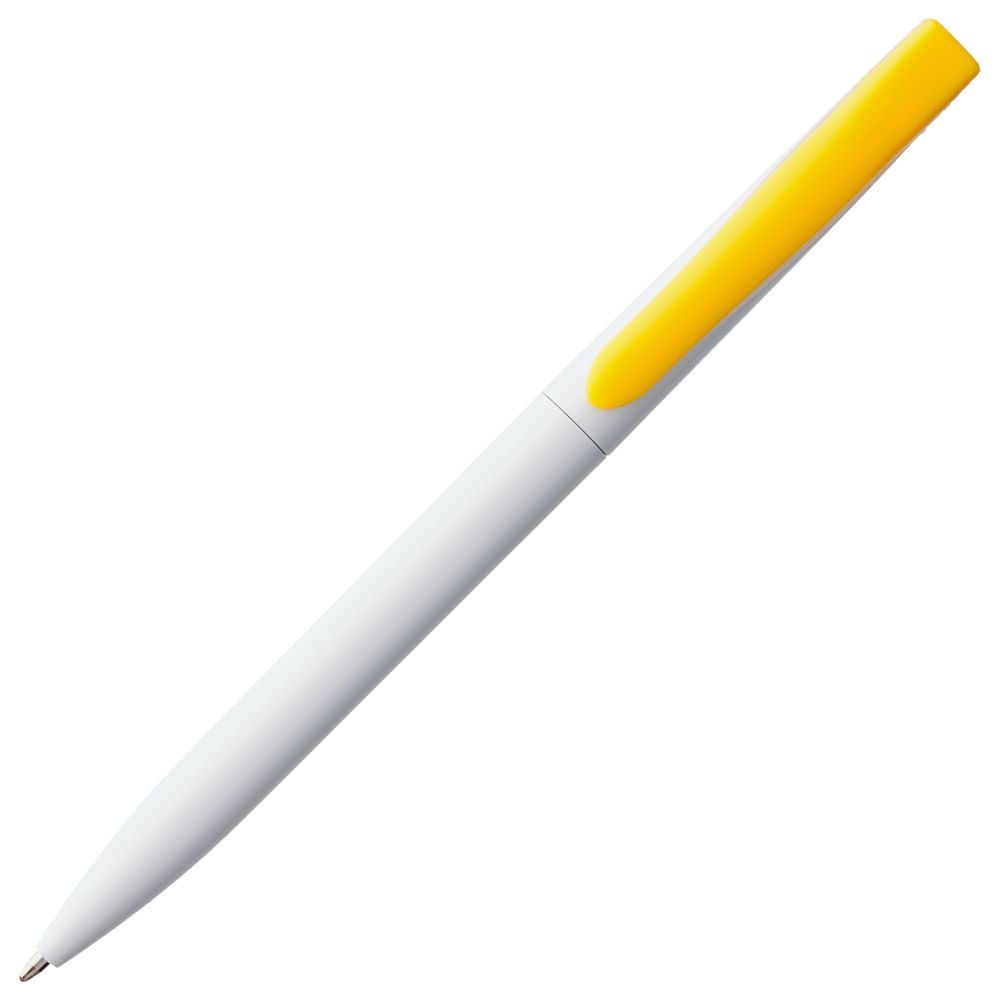 Ручка шариковая Pin, белая с желтым (Миниатюра WWW (1000))