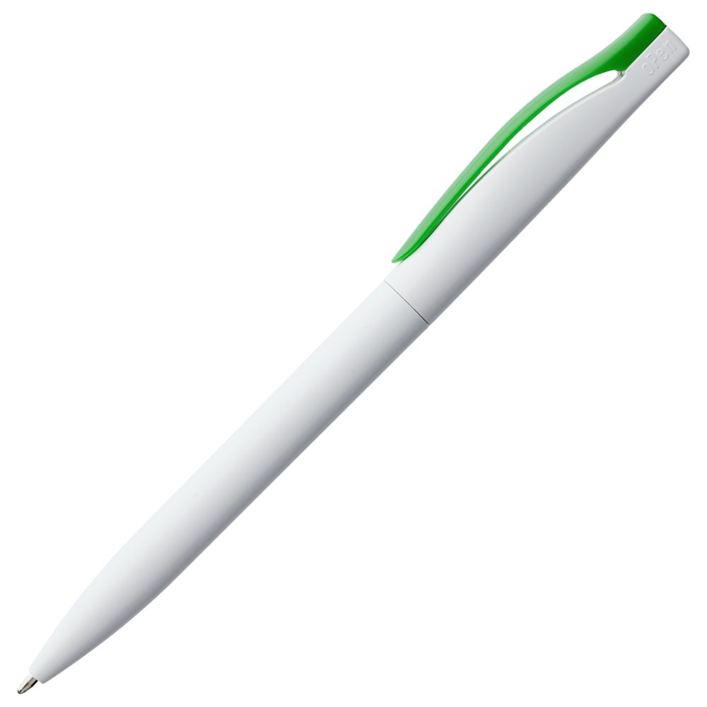 Ручка шариковая Pin, белая с зеленым (Миниатюра WWW (1000))