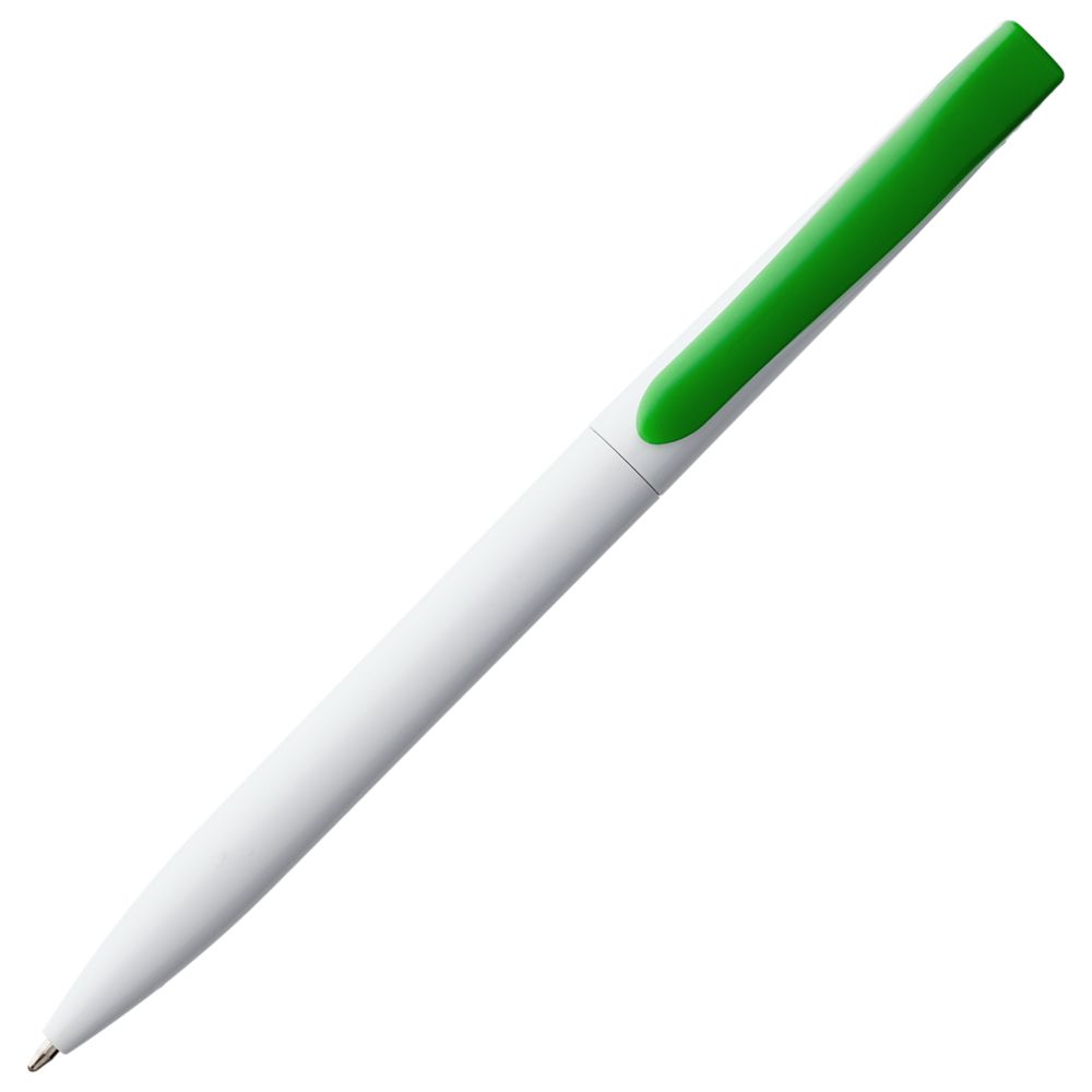 Ручка шариковая Pin, белая с зеленым (Миниатюра WWW (1000))