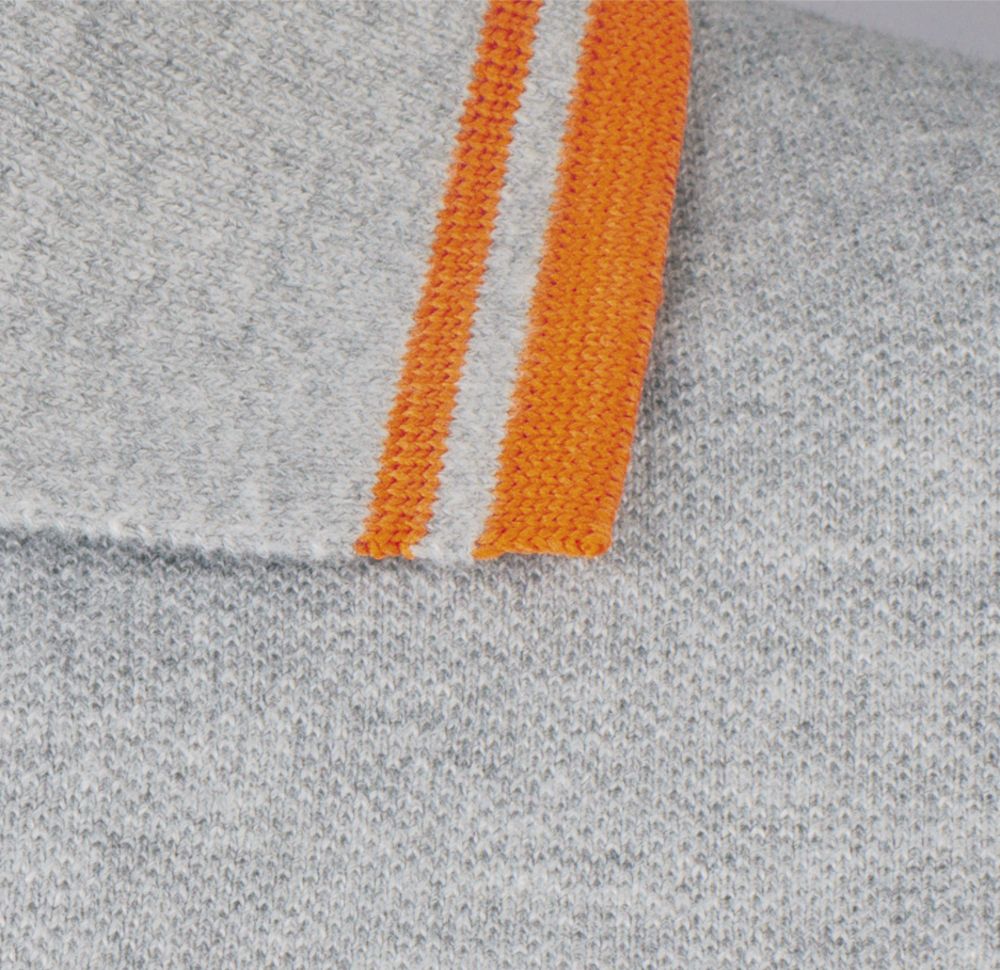 Рубашка поло мужская Pasadena Men 200 с контрастной отделкой, серый меланж c оранжевым (Миниатюра WWW (1000))