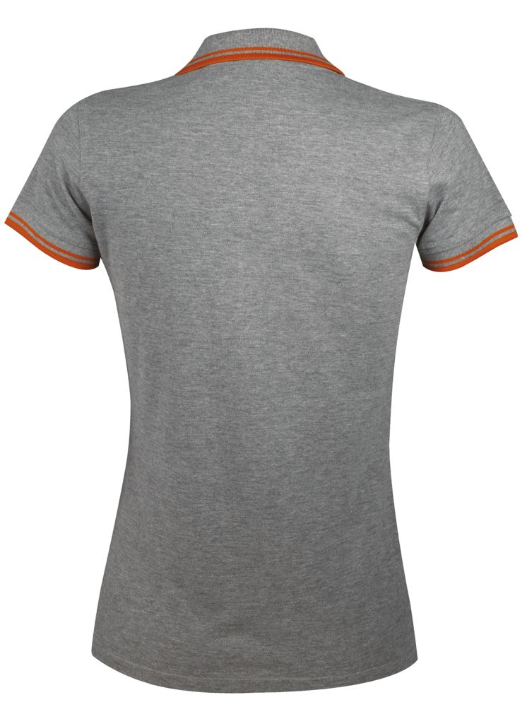 Рубашка поло женская Pasadena Women 200 с контрастной отделкой, серый меланж c оранжевым (Миниатюра WWW (1000))