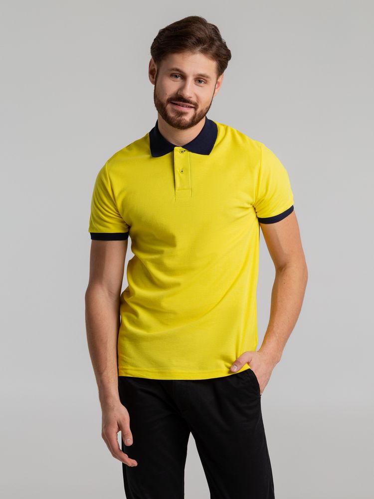 Рубашка поло Prince 190, желтая с темно-синим (Миниатюра WWW (1000))