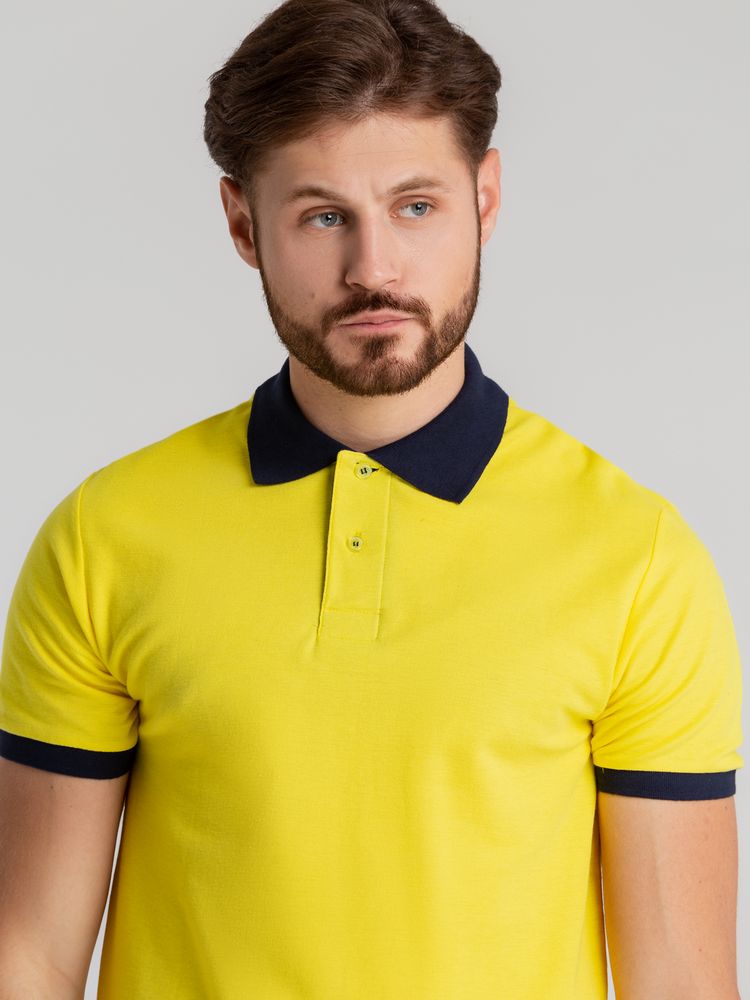 Рубашка поло Prince 190, желтая с темно-синим (Миниатюра WWW (1000))