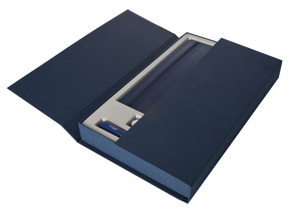Коробка Three Part под ежедневник, флешку и ручку, синяя (Миниатюра WWW (1000))