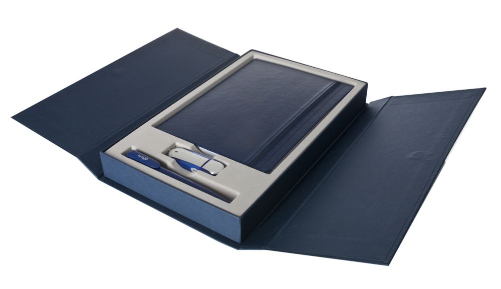 Коробка Three Part под ежедневник, флешку и ручку, синяя (Миниатюра WWW (1000))