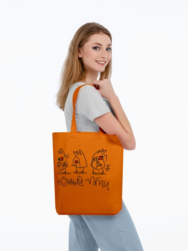 Холщовая сумка «Полный птц», оранжевая (Миниатюра WWW (1000))