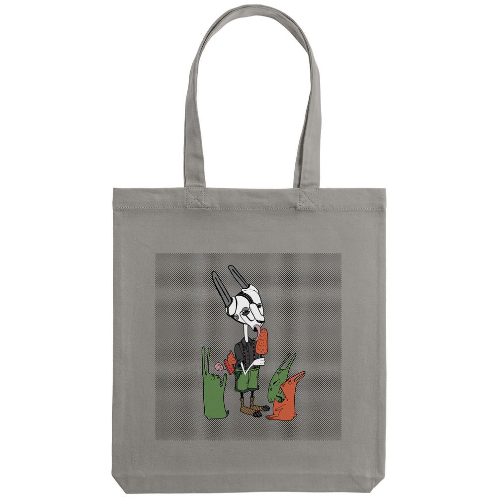 Холщовая сумка «Зайцы и морковное мороженое», серая (Миниатюра WWW (1000))