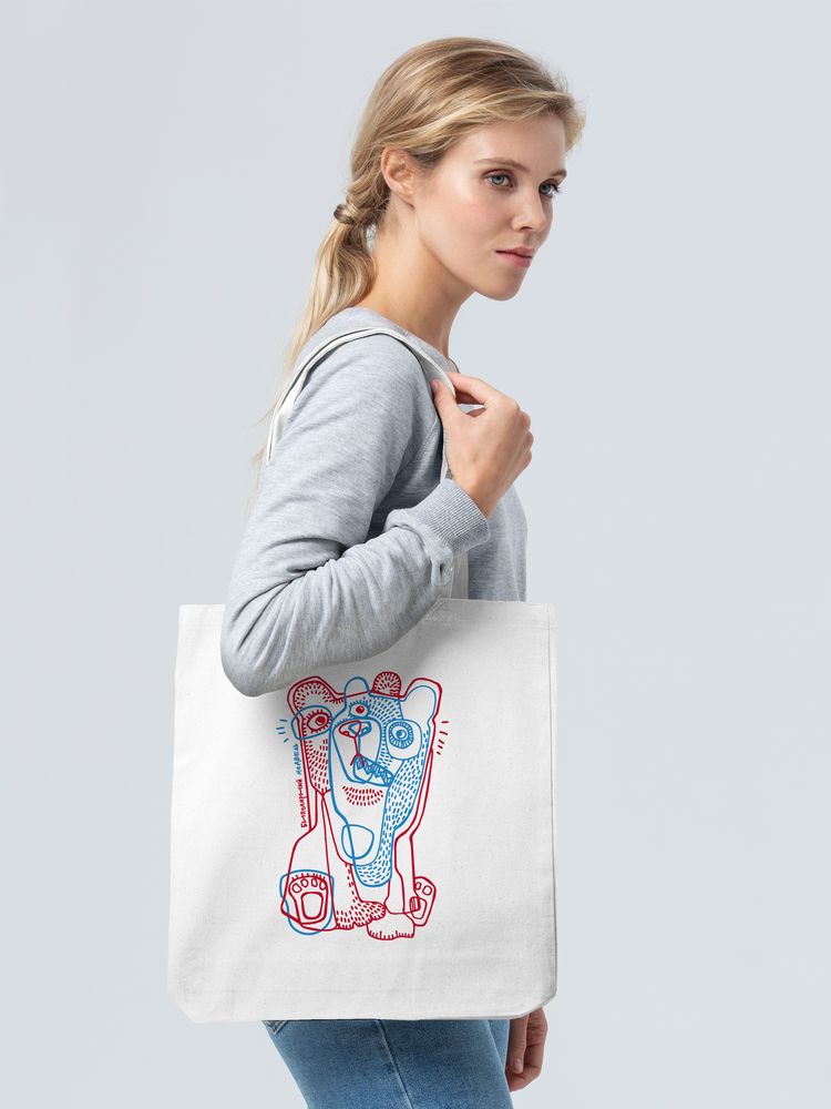 Холщовая сумка «Биполярный медведь», молочно-белая (Миниатюра WWW (1000))
